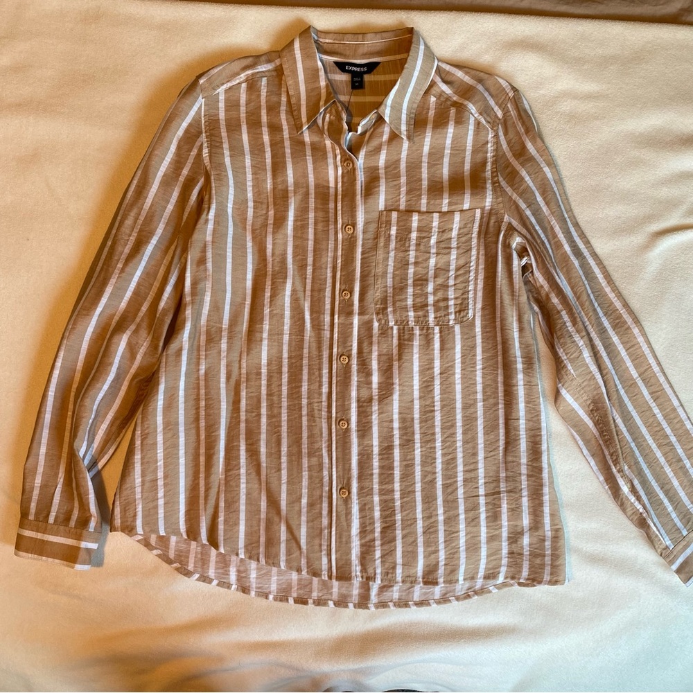 Express Striped Button Up Blouse